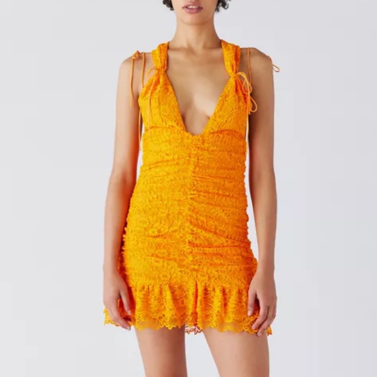 For Love & Lemons Jamie Minim Dress In Orange